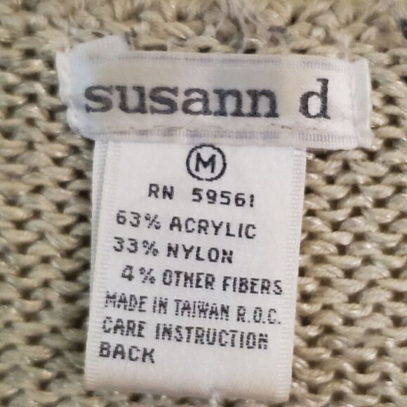 Vintage 80s Susann d Mixed Media Neutral Y2K Sweater Size M - Picture 4 of 4